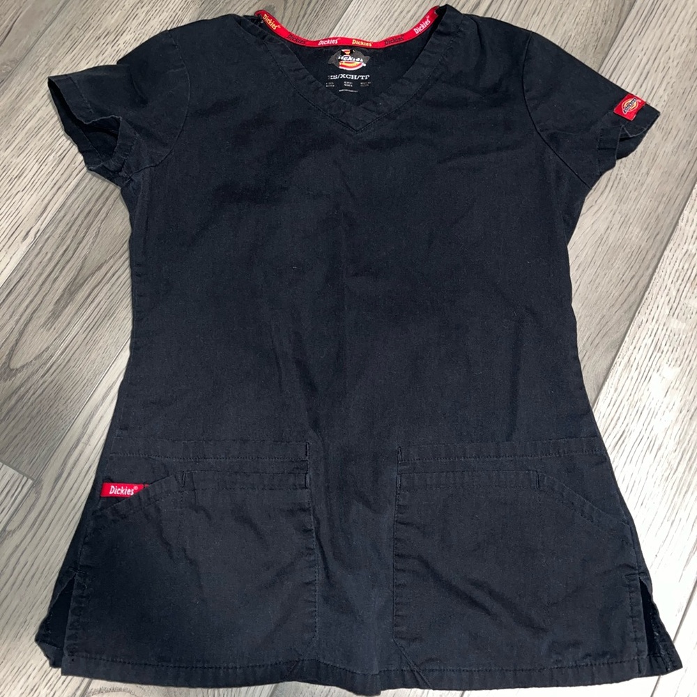 Dickies Black and Red Scrub Top